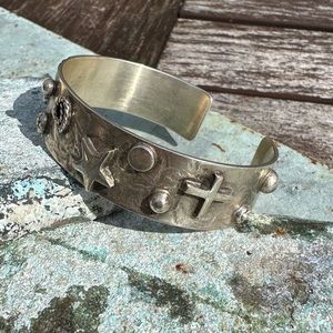 New Sterling Silver Southwestern Stars Crosses Swirls Cuff
